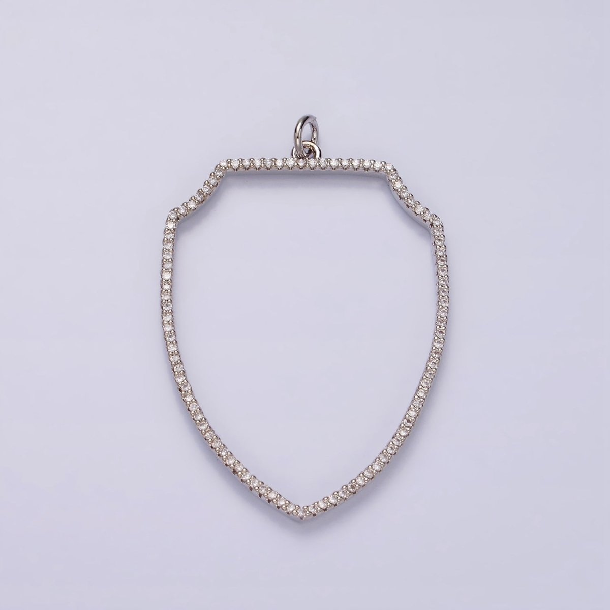 14K Gold Filled 45mm Open Clear Micro Paved CZ Shield Charm in Silver, Gold, and Black | N1135 - N1137 - DLUXCA