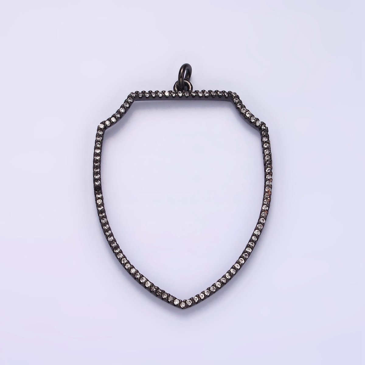 14K Gold Filled 45mm Open Clear Micro Paved CZ Shield Charm in Silver, Gold, and Black | N1135 - N1137 - DLUXCA