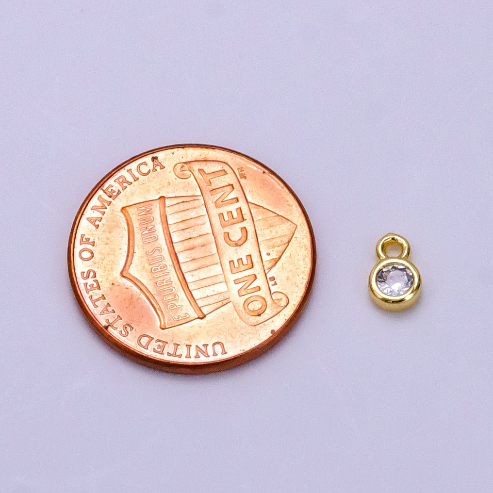 14K Gold Filled 4mm Clear CZ Bezel Mini Charm | AG382 - DLUXCA