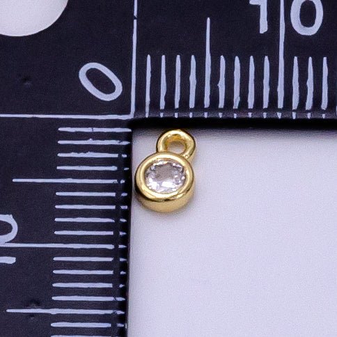 14K Gold Filled 4mm Clear CZ Bezel Mini Charm | AG382 - DLUXCA