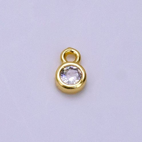 14K Gold Filled 4mm Clear CZ Bezel Mini Charm | AG382 - DLUXCA
