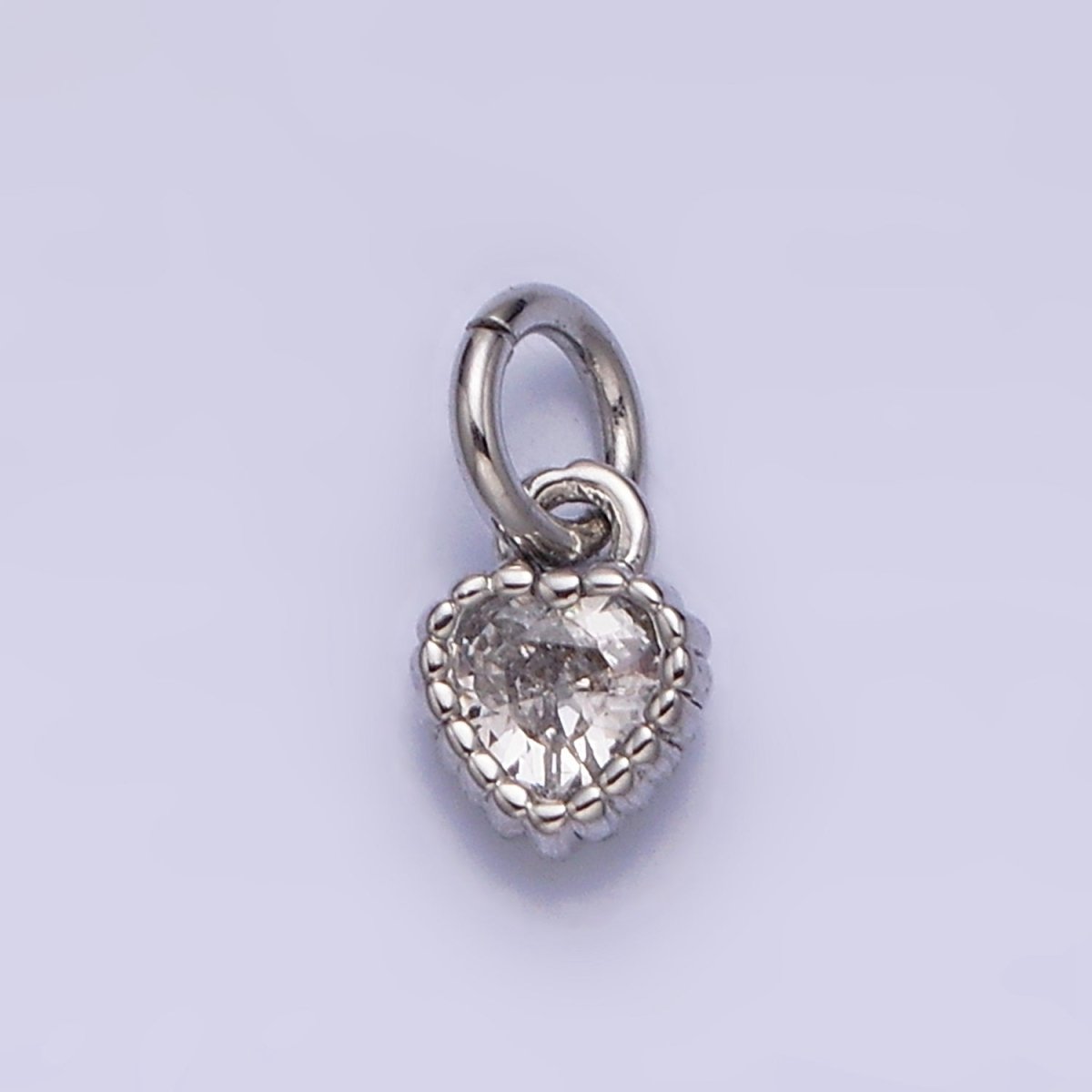 14K Gold Filled 4mm Clear Heart CZ Beaded Charm in Gold & Silver | AC1321 AC1322 - DLUXCA