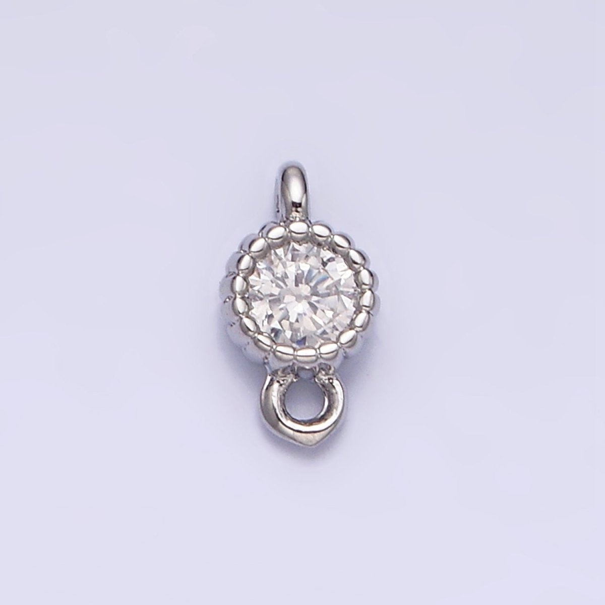 14K Gold Filled 4mm Clear Heart CZ Beaded Connector in Gold & Silver | AA1076 AA1077 - DLUXCA