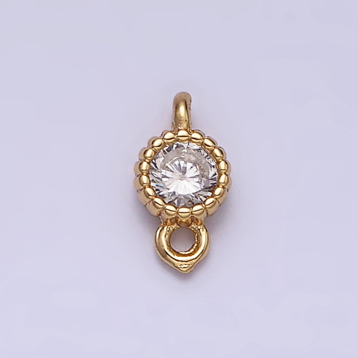 14K Gold Filled 4mm Clear Heart CZ Beaded Connector in Gold & Silver | AA1076 AA1077 - DLUXCA