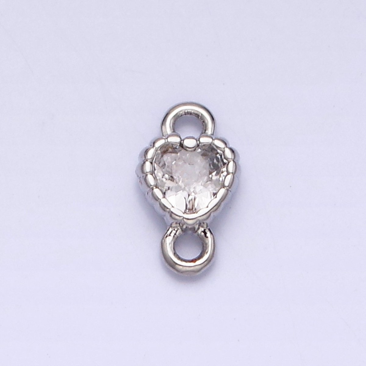 14K Gold Filled 4mm Clear Heart CZ Beaded Connector in Gold & Silver | AA1078 - AA1081 - DLUXCA