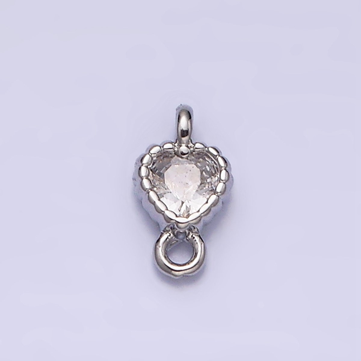 14K Gold Filled 4mm Clear Heart CZ Beaded Connector in Gold & Silver | AA1078 - AA1081 - DLUXCA
