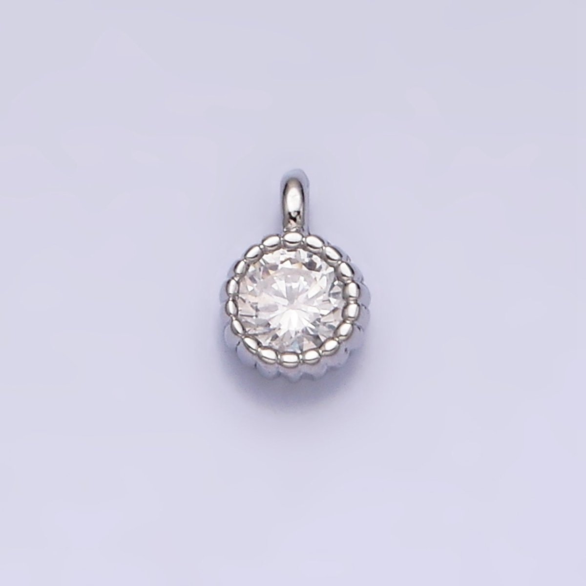 14K Gold Filled 4mm Clear Round CZ Beaded Charm in Gold & Silver | AC1319 AC1320 - DLUXCA