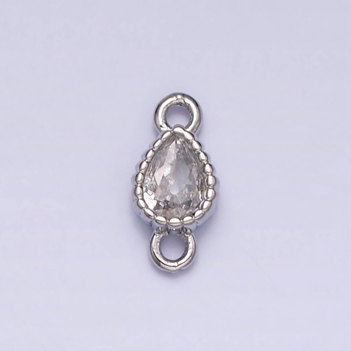 14K Gold Filled 4mm Clear Teardrop CZ Beaded Connector in Gold & Silver | AA1072 - AA1073 - DLUXCA