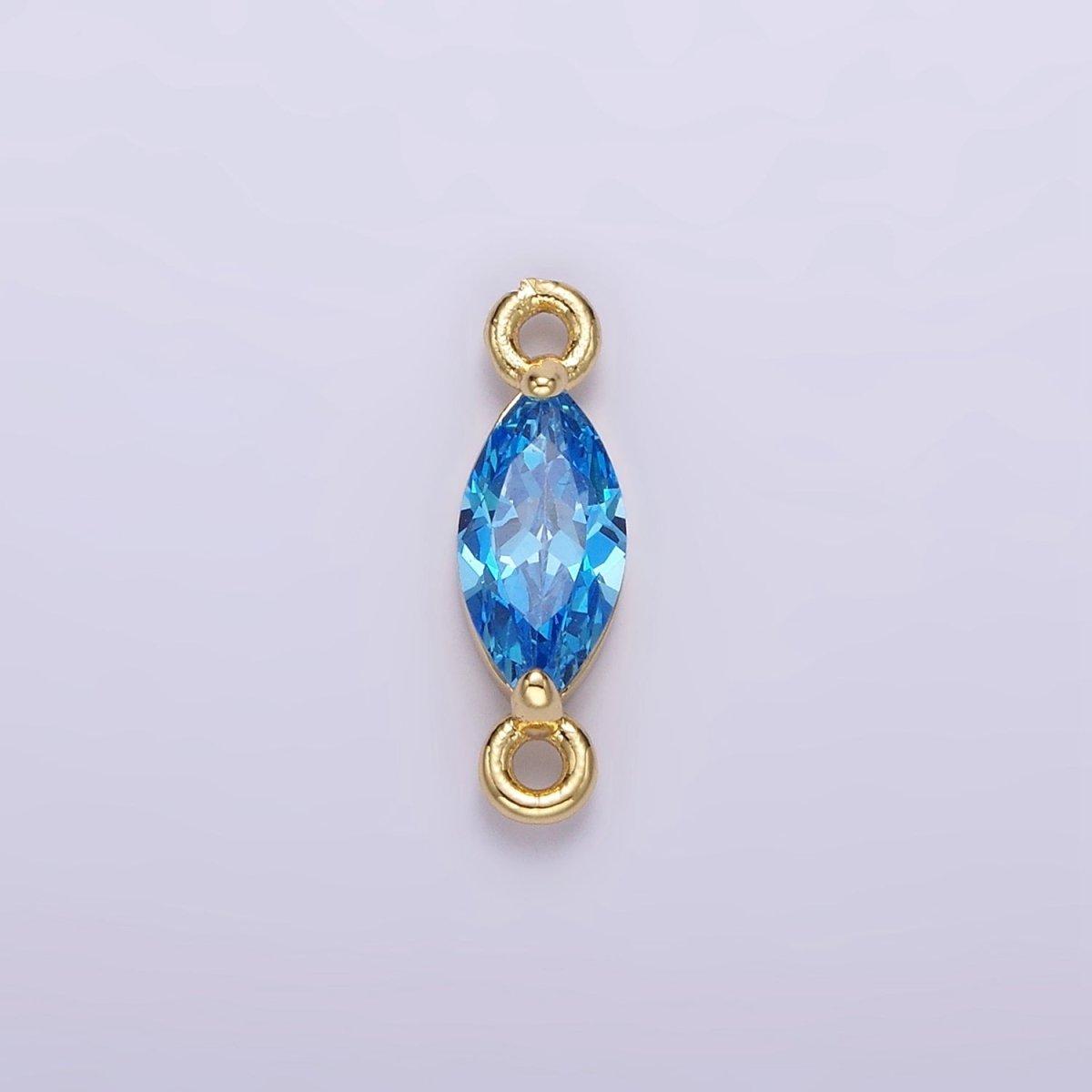 14K Gold Filled 5mm Blue, Baby Blue CZ Marquise Bezel Connector | G174 G175 - DLUXCA