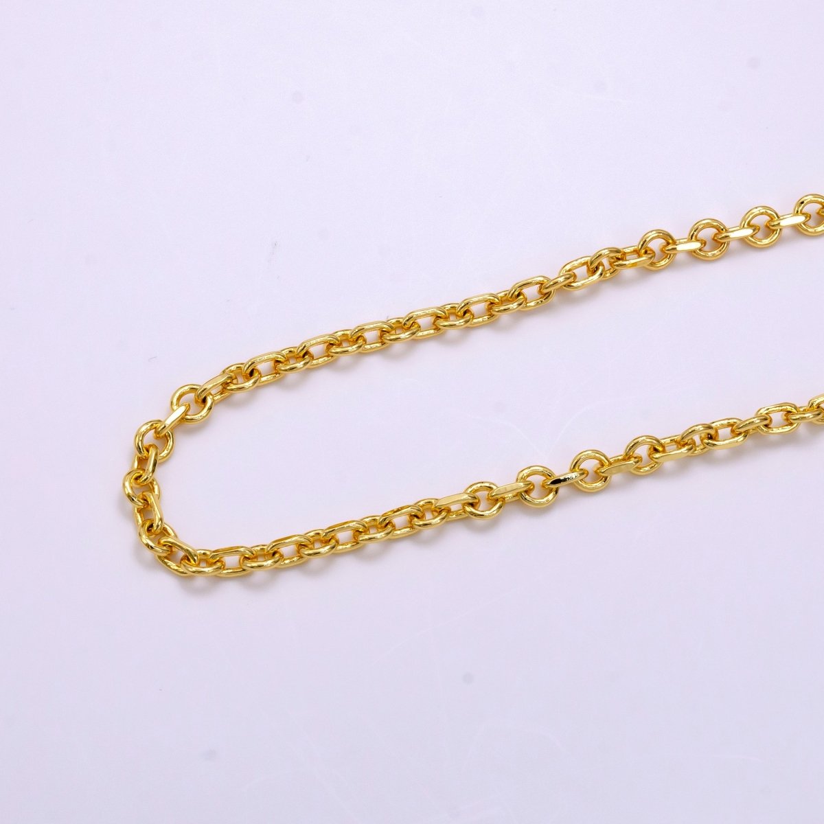 14K Gold Filled 5mm Rolo Edged Cable Unfinished Chain For Jewelry Making | ROLL-1453 - DLUXCA