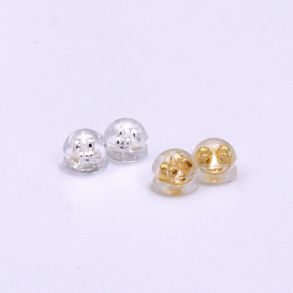 14K Gold Filled 5mm Rubber Backings Earrings Finding Supply Pack in Gold & Silver | Z621 Z622 - DLUXCA