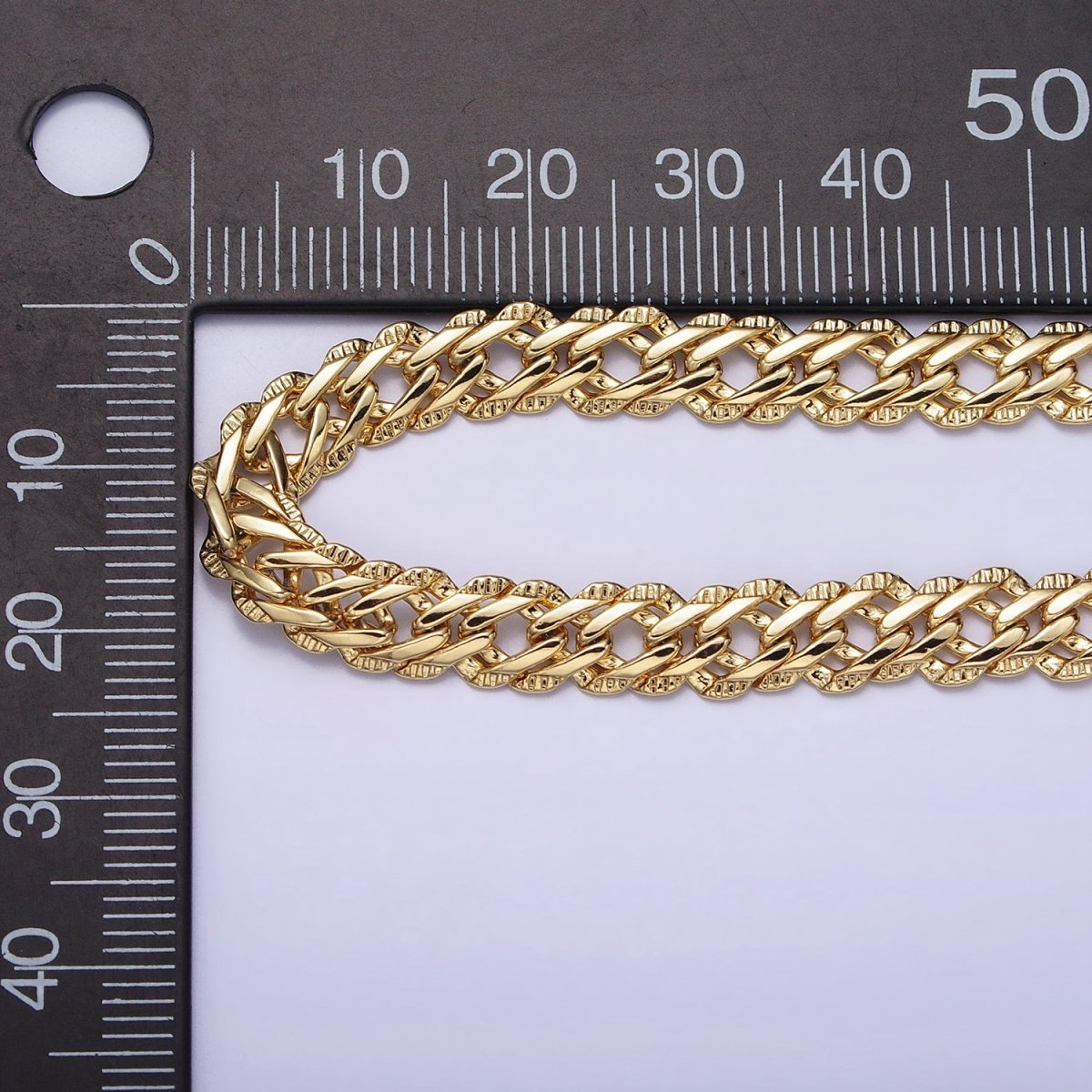 14K Gold Filled 6.6mm Designed Diamond-Cut Curb 21 Inch, 19.5 Inch, 24 Inch Layering Chain Necklace | WA-1734 WA-1738 WA-1739 Clearance Pricing - DLUXCA