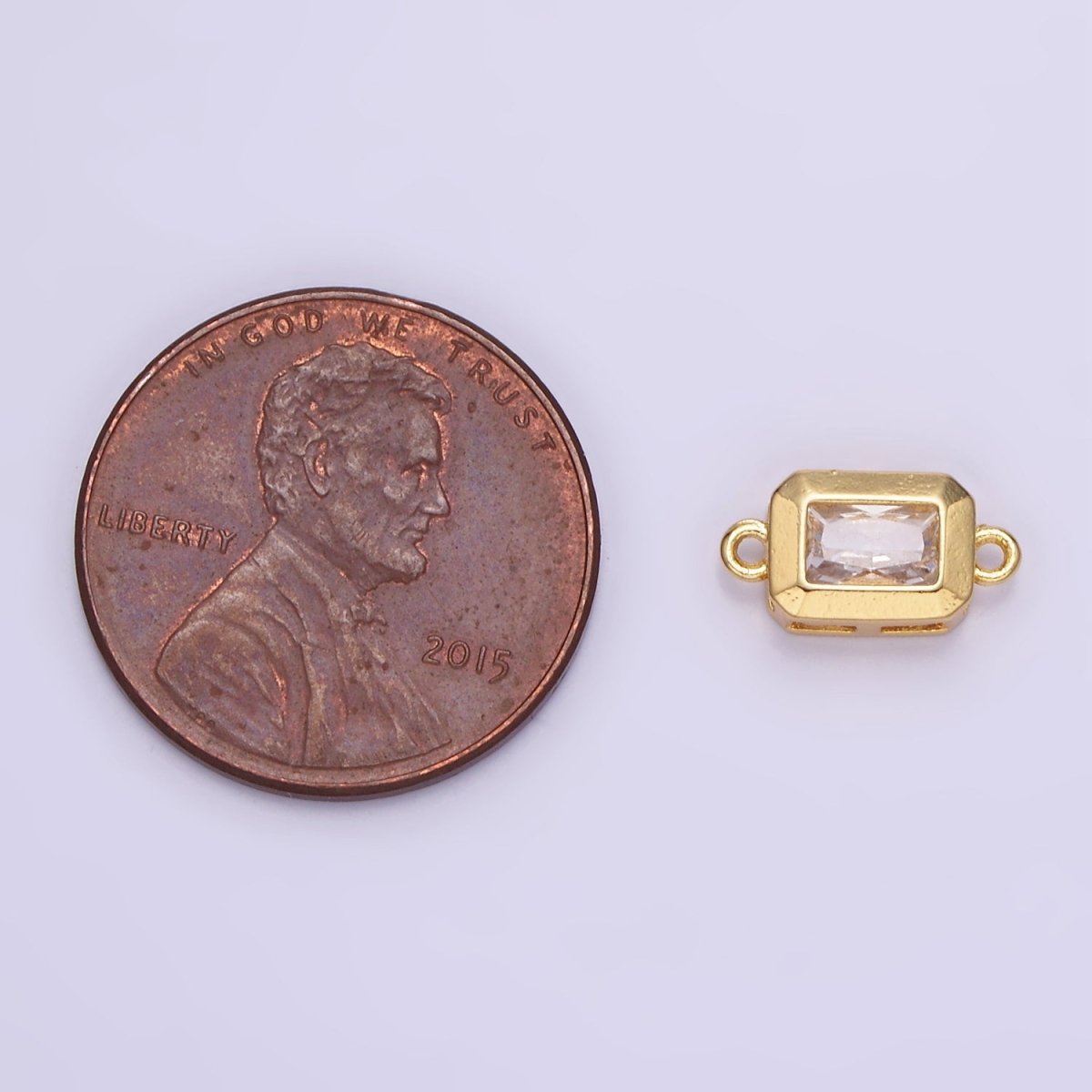 14K Gold Filled 6mm CZ Baguette Edged Bezel Connector in Gold & Silver | G310 - DLUXCA