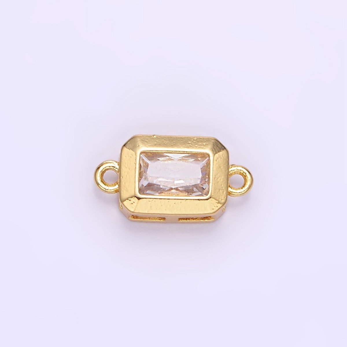 14K Gold Filled 6mm CZ Baguette Edged Bezel Connector in Gold & Silver | G310 - DLUXCA
