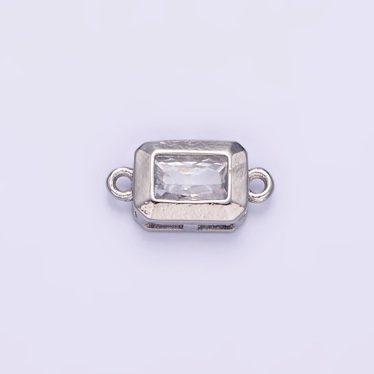 14K Gold Filled 6mm CZ Baguette Edged Bezel Connector in Gold & Silver | G310 - DLUXCA