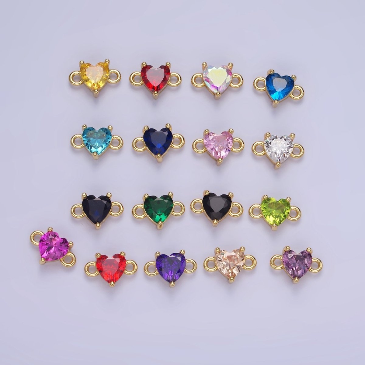 14K Gold Filled 7mm Cubic Zirconia CZ Heart Connector | G314 - G322 - DLUXCA