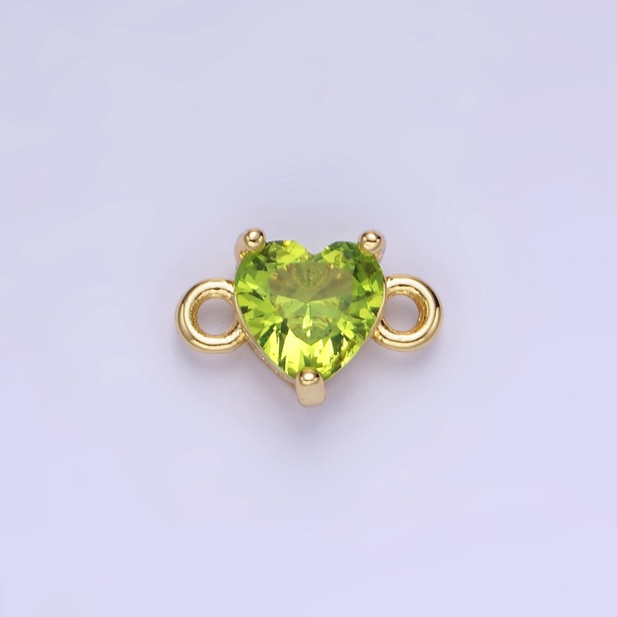 14K Gold Filled 7mm Cubic Zirconia CZ Heart Connector | G314 - G322 - DLUXCA