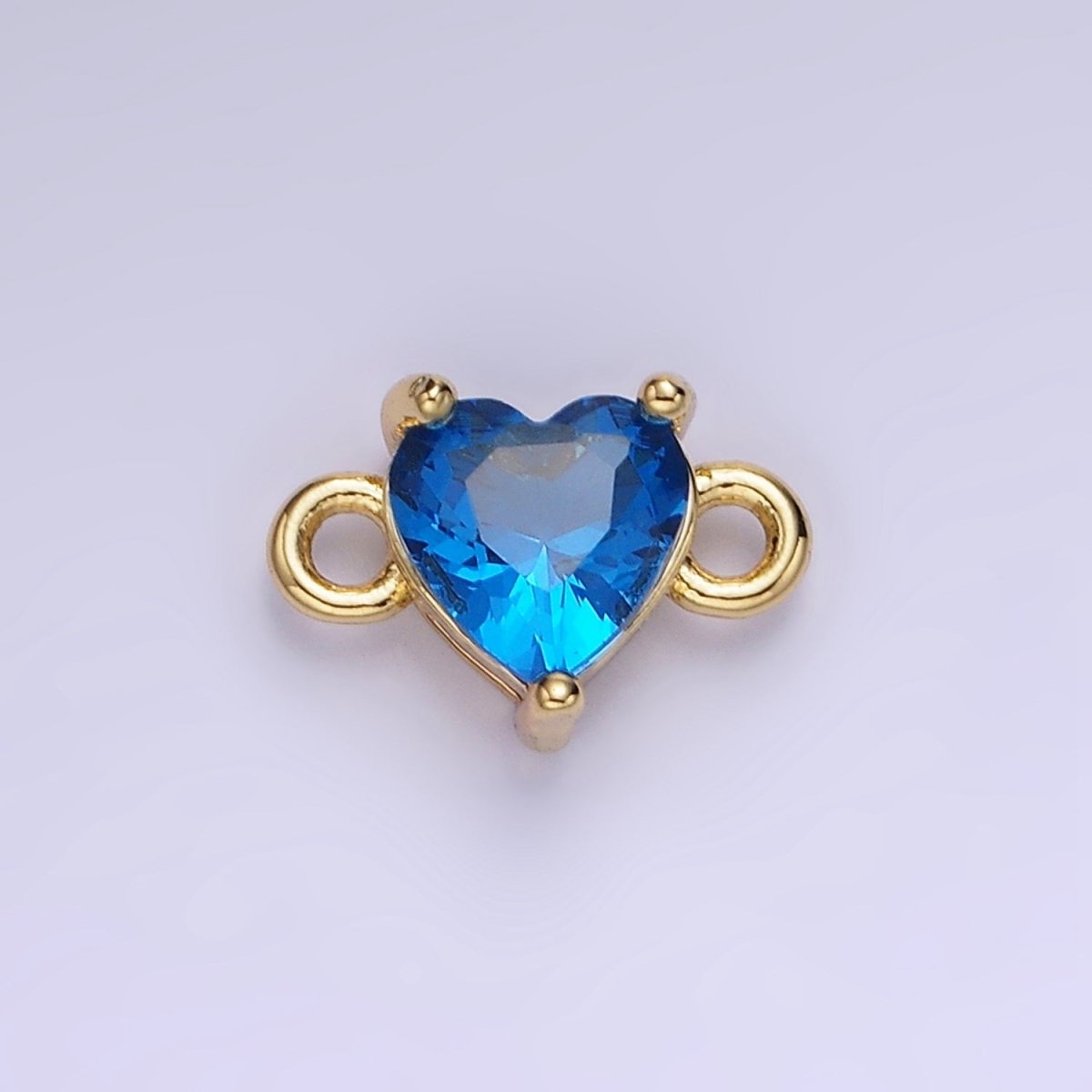 14K Gold Filled 7mm Cubic Zirconia CZ Heart Connector | G314 - G322 - DLUXCA