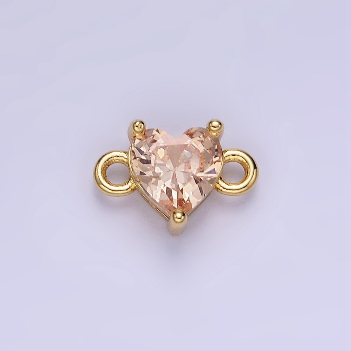 14K Gold Filled 7mm Cubic Zirconia CZ Heart Connector | G314 - G322 - DLUXCA