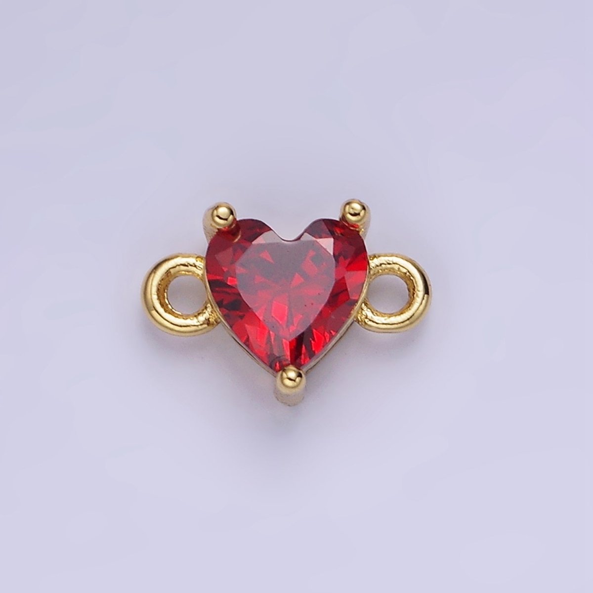 14K Gold Filled 7mm Cubic Zirconia CZ Heart Connector | G314 - G322 - DLUXCA