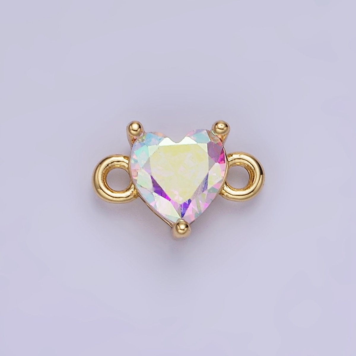 14K Gold Filled 7mm Cubic Zirconia CZ Heart Connector | G314 - G322 - DLUXCA