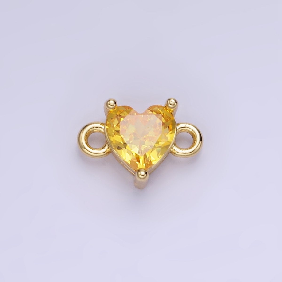 14K Gold Filled 7mm Cubic Zirconia CZ Heart Connector | G314 - G322 - DLUXCA