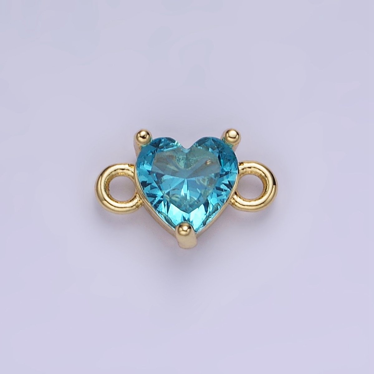 14K Gold Filled 7mm Cubic Zirconia CZ Heart Connector | G314 - G322 - DLUXCA