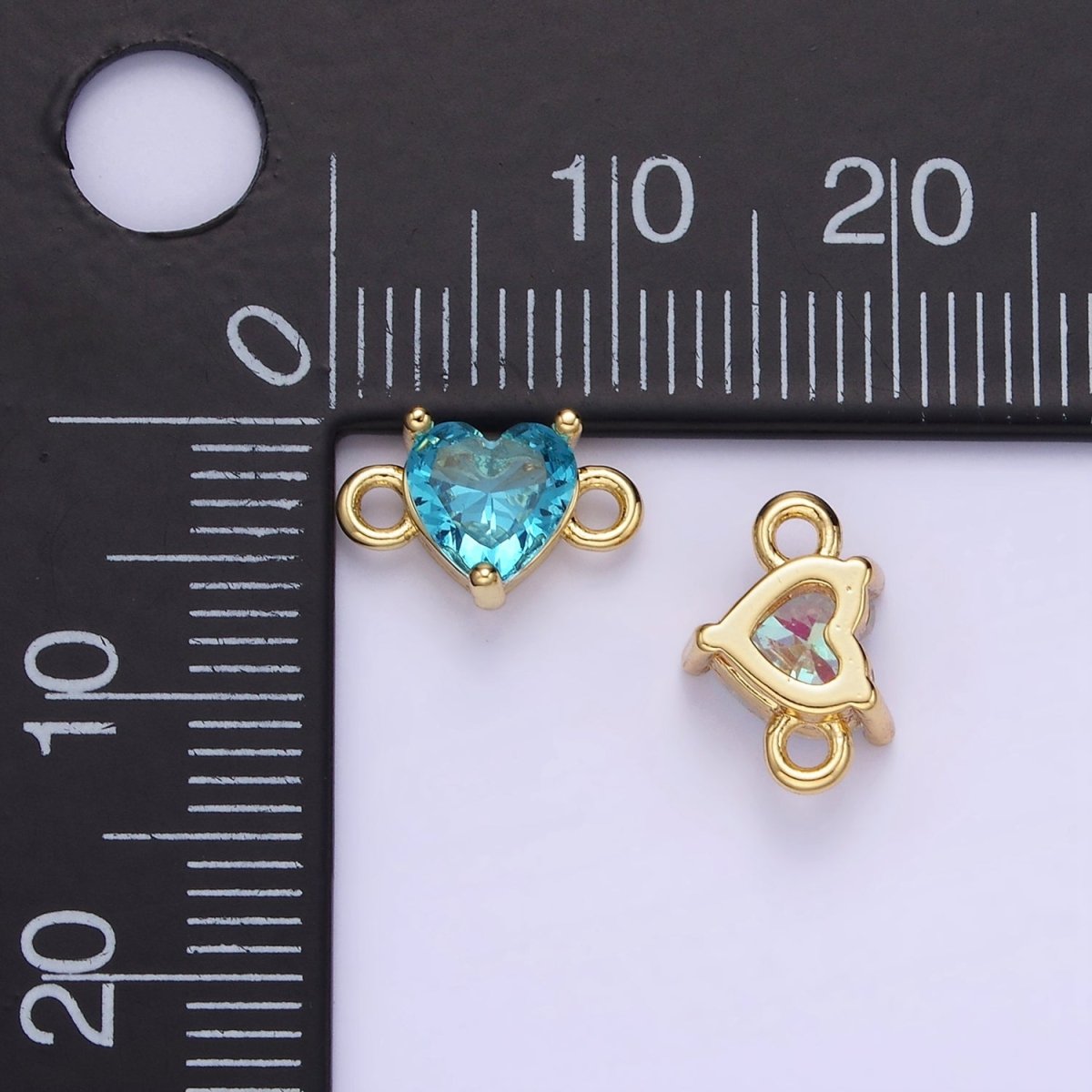 14K Gold Filled 7mm Cubic Zirconia CZ Heart Connector | G314 - G322 - DLUXCA