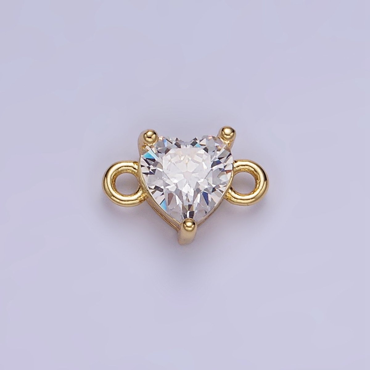 14K Gold Filled 7mm Cubic Zirconia CZ Heart Connector | G314 - G322 - DLUXCA