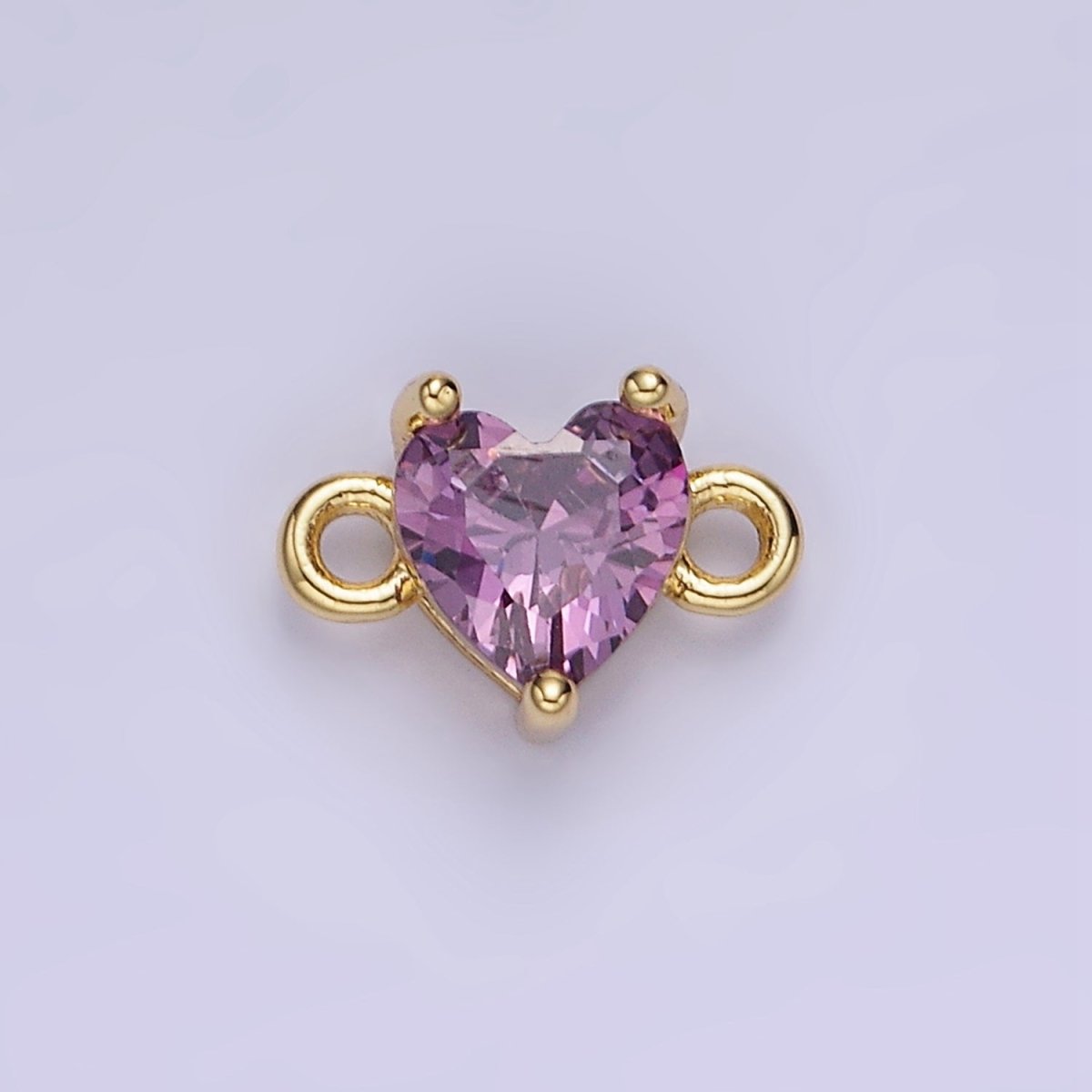14K Gold Filled 7mm Cubic Zirconia CZ Heart Connector | G314 - G322 - DLUXCA