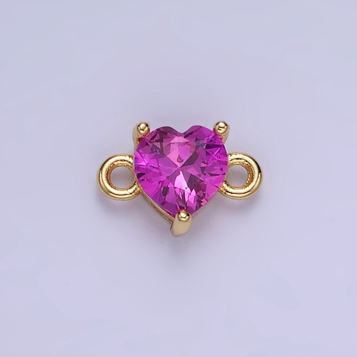 14K Gold Filled 7mm Cubic Zirconia CZ Heart Connector | G314 - G322 - DLUXCA