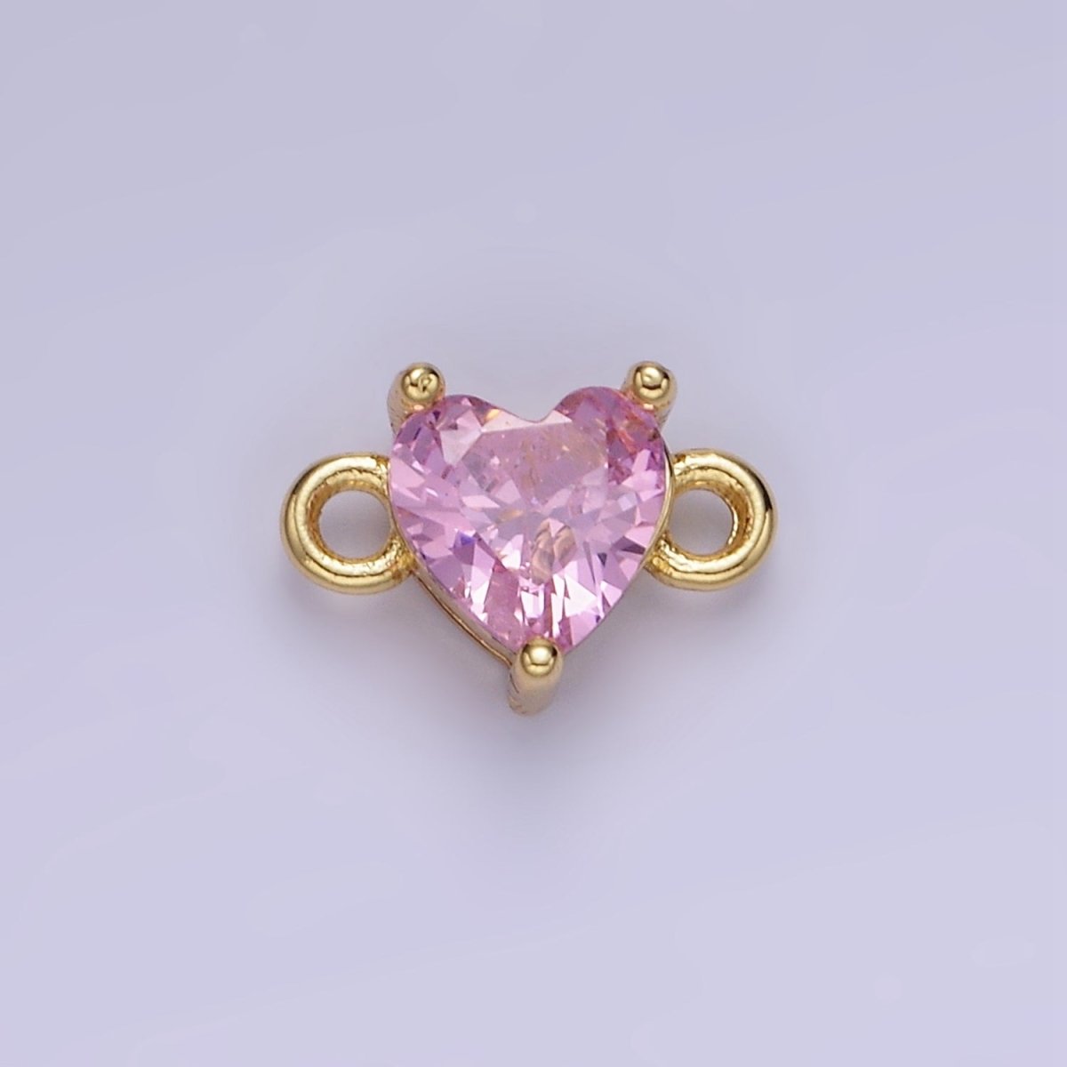 14K Gold Filled 7mm Cubic Zirconia CZ Heart Connector | G314 - G322 - DLUXCA
