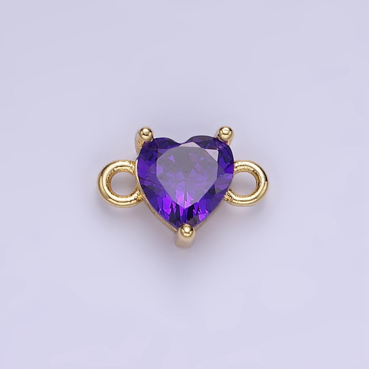 14K Gold Filled 7mm Cubic Zirconia CZ Heart Connector | G314 - G322 - DLUXCA