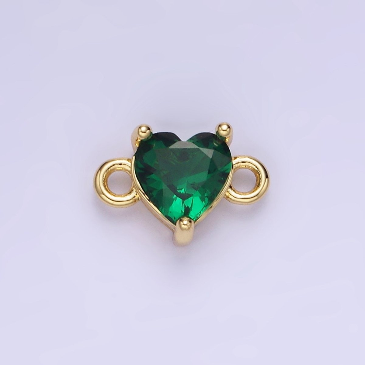 14K Gold Filled 7mm Cubic Zirconia CZ Heart Connector | G314 - G322 - DLUXCA