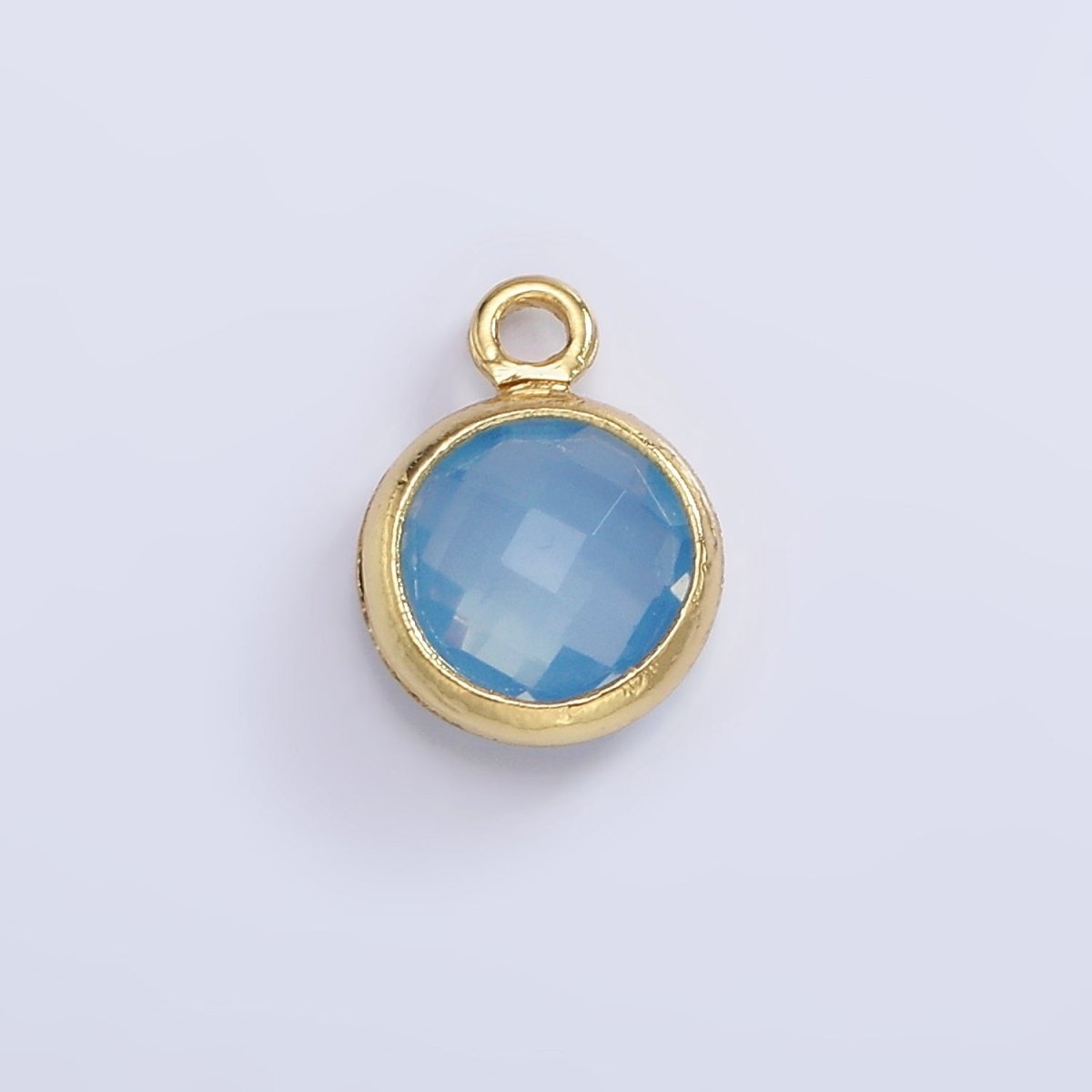 14K Gold Filled 7mm Multifaceted Birthstone CZ Round Personalized Charm | N1185 - N1196 - DLUXCA