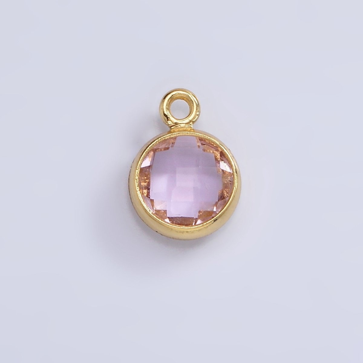14K Gold Filled 7mm Multifaceted Birthstone CZ Round Personalized Charm | N1185 - N1196 - DLUXCA