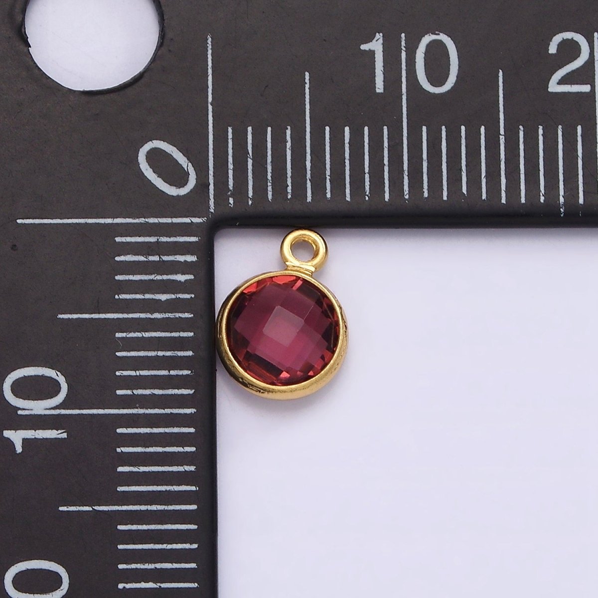 14K Gold Filled 7mm Multifaceted Birthstone CZ Round Personalized Charm | N1185 - N1196 - DLUXCA
