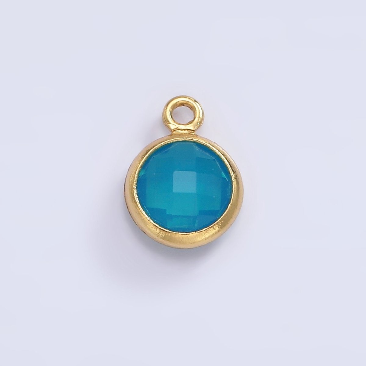 14K Gold Filled 7mm Multifaceted Birthstone CZ Round Personalized Charm | N1185 - N1196 - DLUXCA