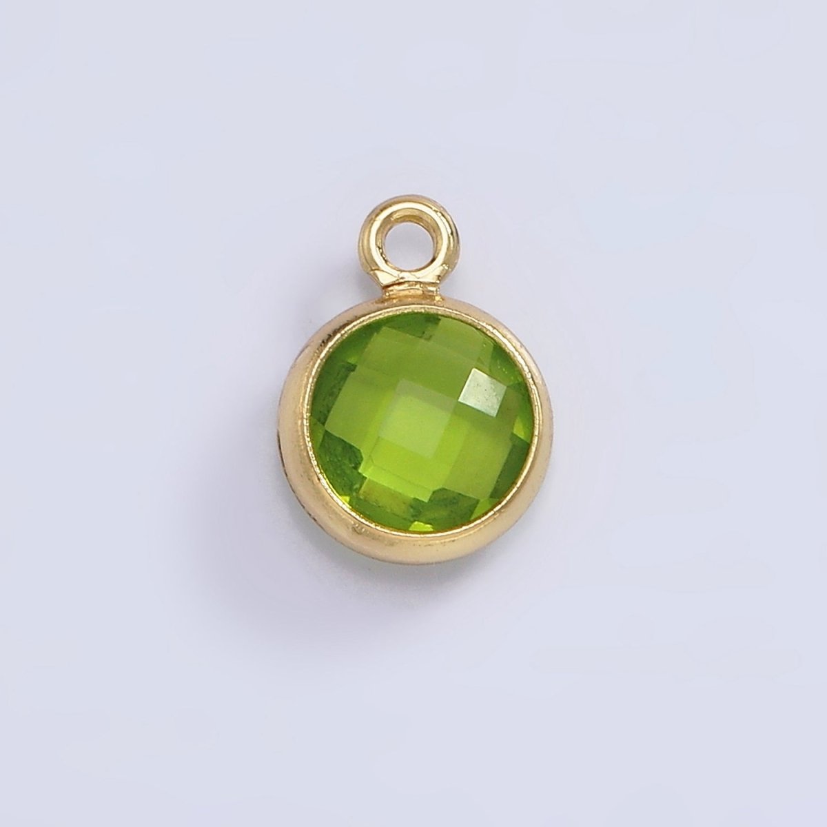 14K Gold Filled 7mm Multifaceted Birthstone CZ Round Personalized Charm | N1185 - N1196 - DLUXCA