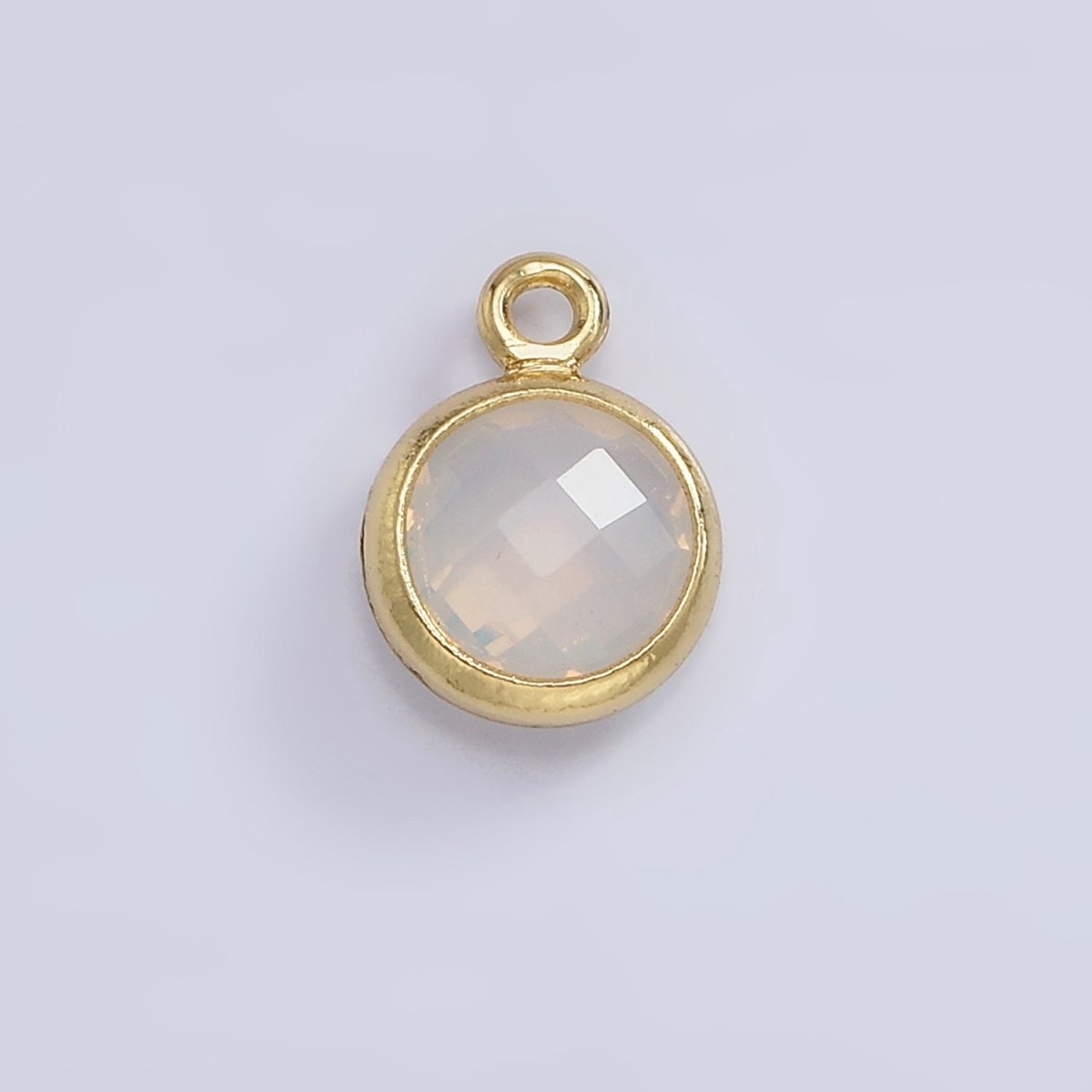 14K Gold Filled 7mm Multifaceted Birthstone CZ Round Personalized Charm | N1185 - N1196 - DLUXCA