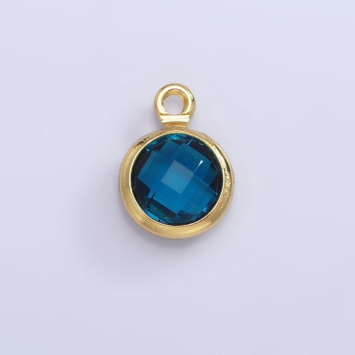 14K Gold Filled 7mm Multifaceted Birthstone CZ Round Personalized Charm | N1185 - N1196 - DLUXCA