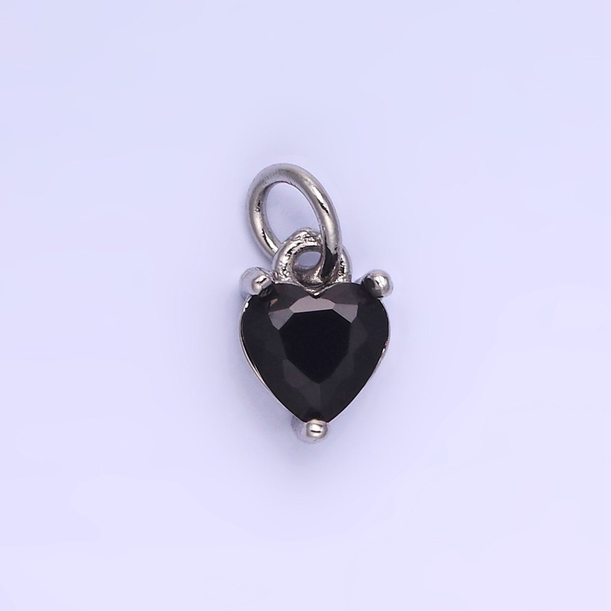 14k Gold Filled 8.7mm CZ Cubic Zirconia Heart Charm in Gold & Silver | W590 - W606 - DLUXCA