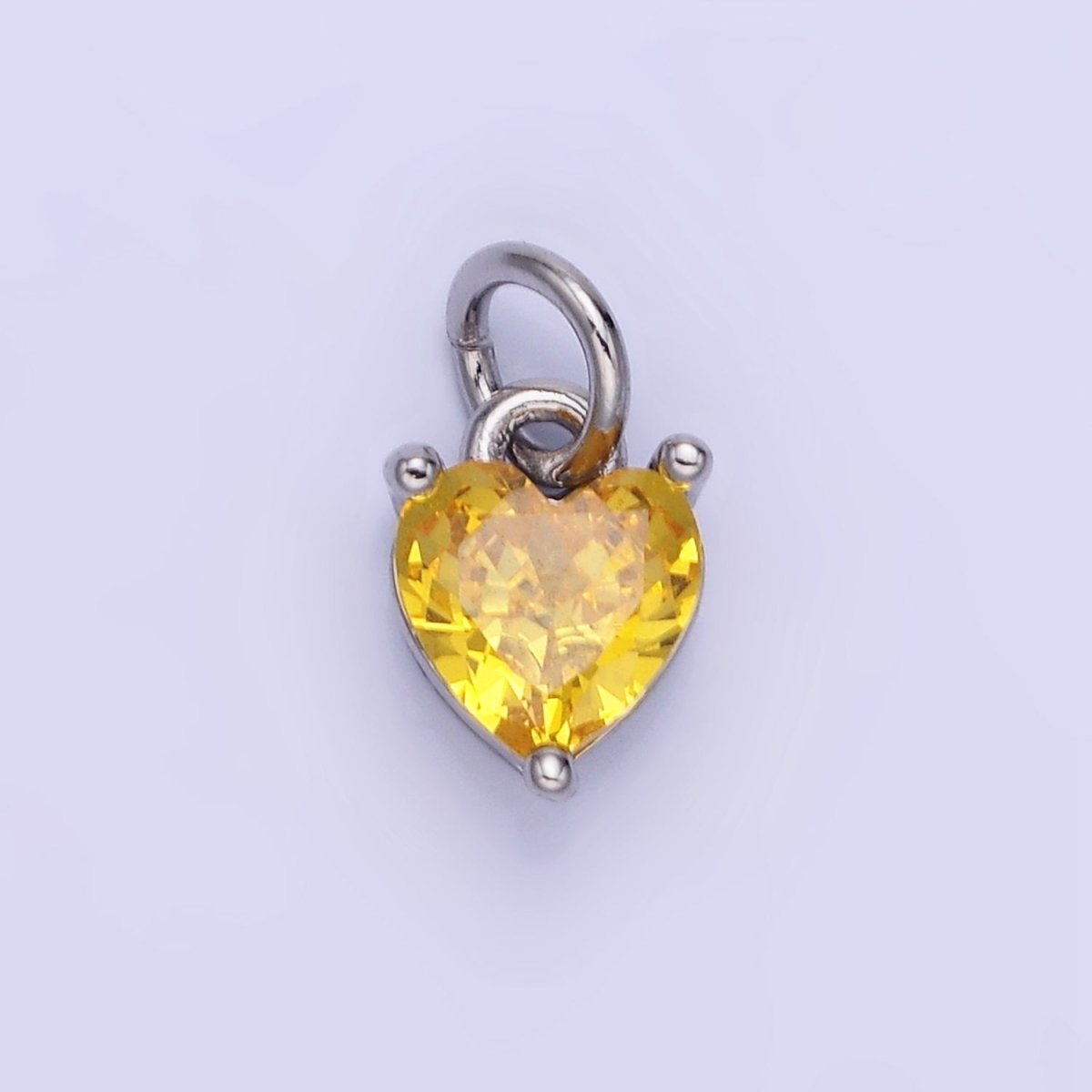 14k Gold Filled 8.7mm CZ Cubic Zirconia Heart Charm in Gold & Silver | W590 - W606 - DLUXCA