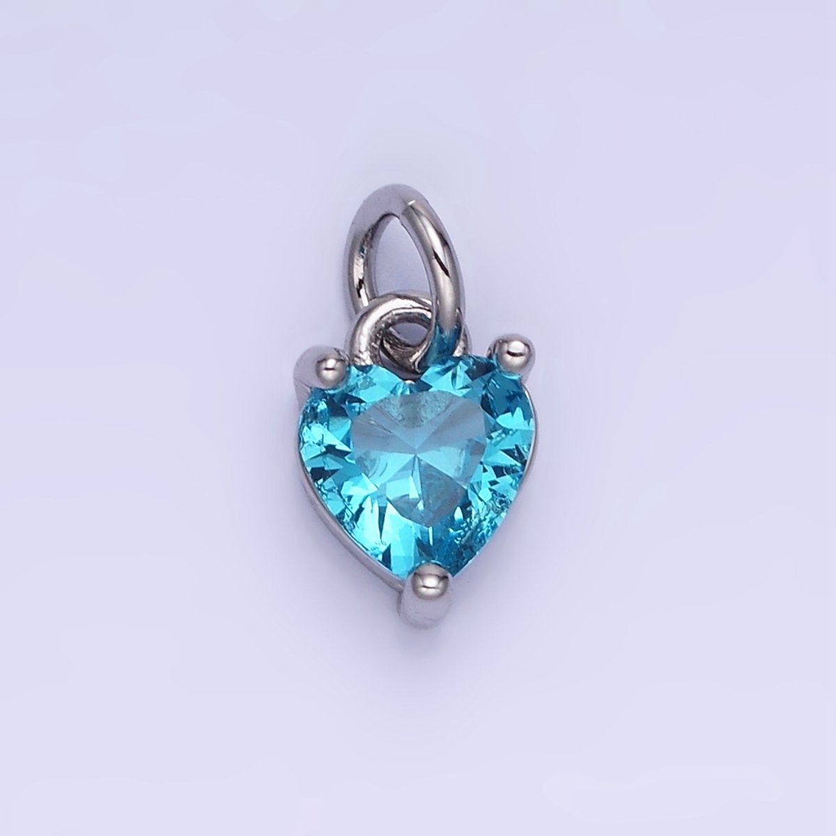 14k Gold Filled 8.7mm CZ Cubic Zirconia Heart Charm in Gold & Silver | W590 - W606 - DLUXCA