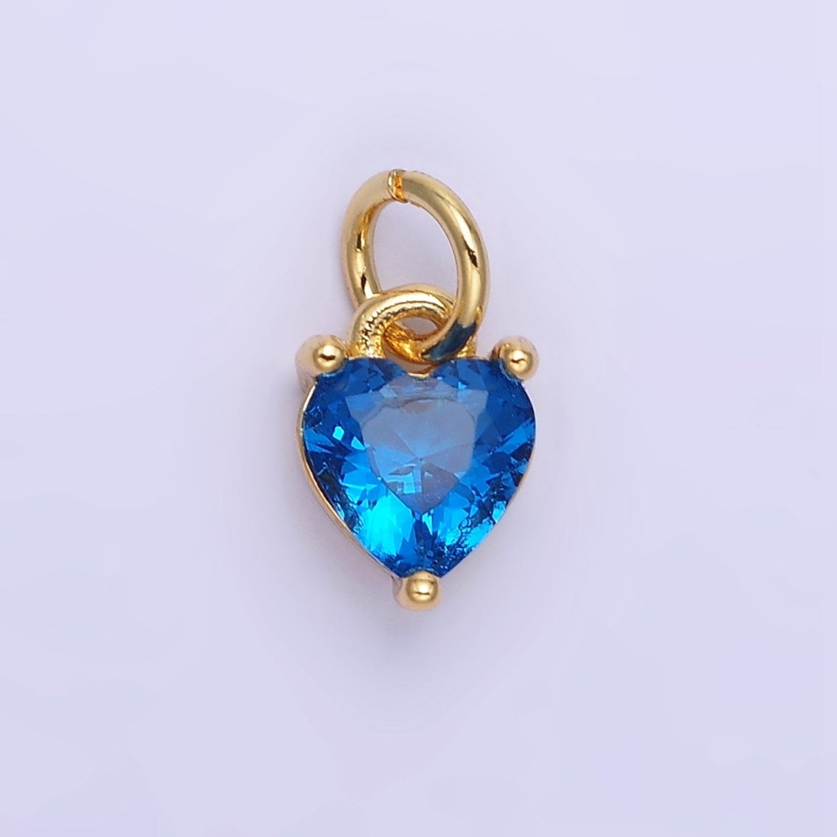 14k Gold Filled 8.7mm CZ Cubic Zirconia Heart Charm in Gold & Silver | W590 - W606 - DLUXCA