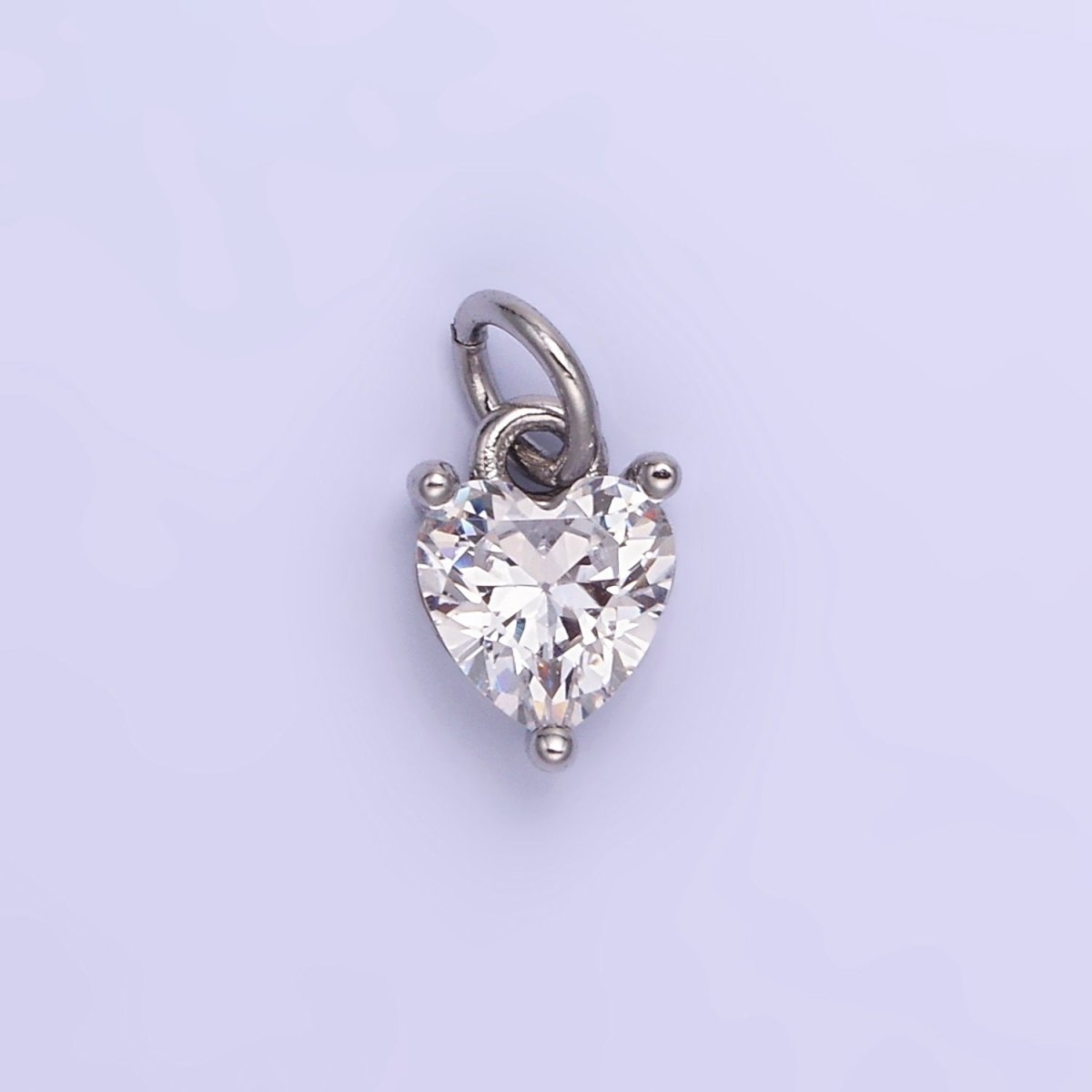 14k Gold Filled 8.7mm CZ Cubic Zirconia Heart Charm in Gold & Silver | W590 - W606 - DLUXCA