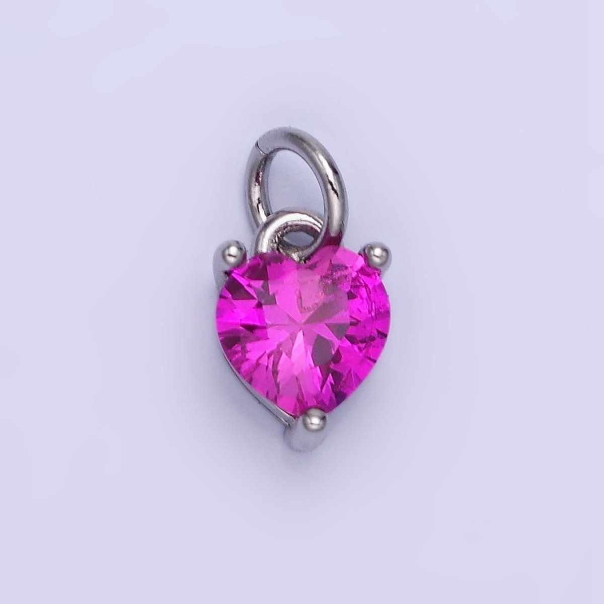 14k Gold Filled 8.7mm CZ Cubic Zirconia Heart Charm in Gold & Silver | W590 - W606 - DLUXCA