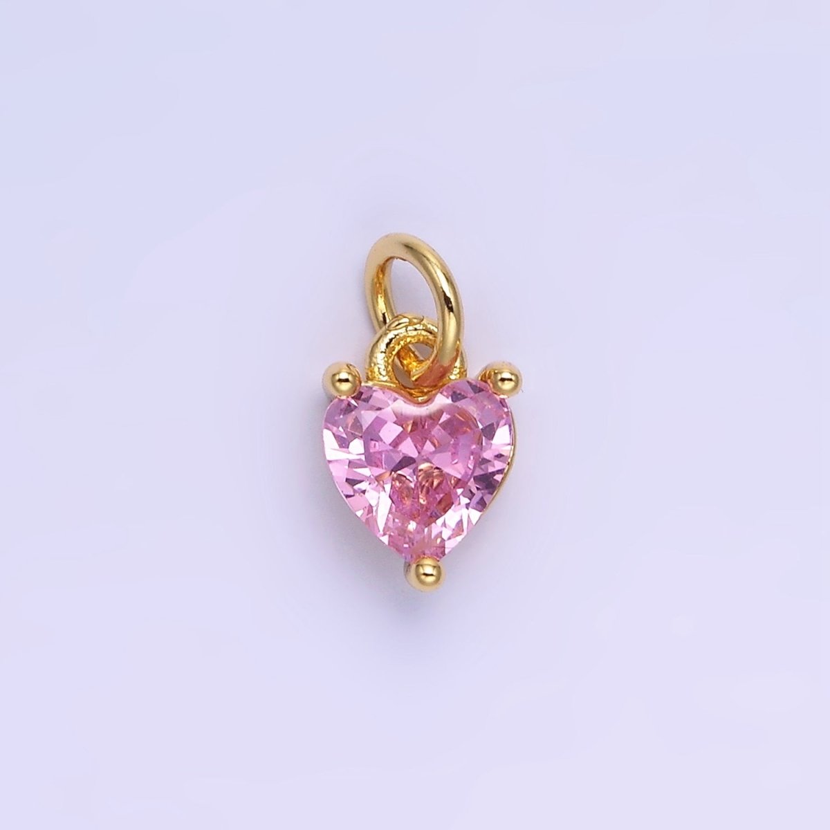 14k Gold Filled 8.7mm CZ Cubic Zirconia Heart Charm in Gold & Silver | W590 - W606 - DLUXCA