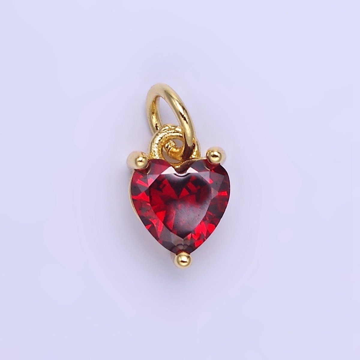 14k Gold Filled 8.7mm CZ Cubic Zirconia Heart Charm in Gold & Silver | W590 - W606 - DLUXCA