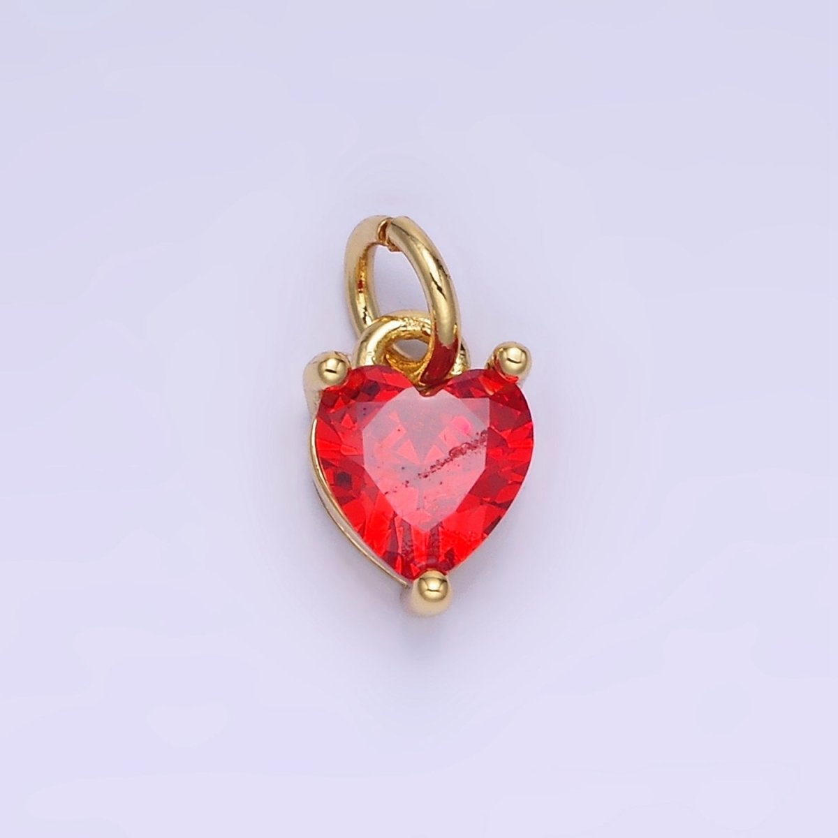 14k Gold Filled 8.7mm CZ Cubic Zirconia Heart Charm in Gold & Silver | W590 - W606 - DLUXCA